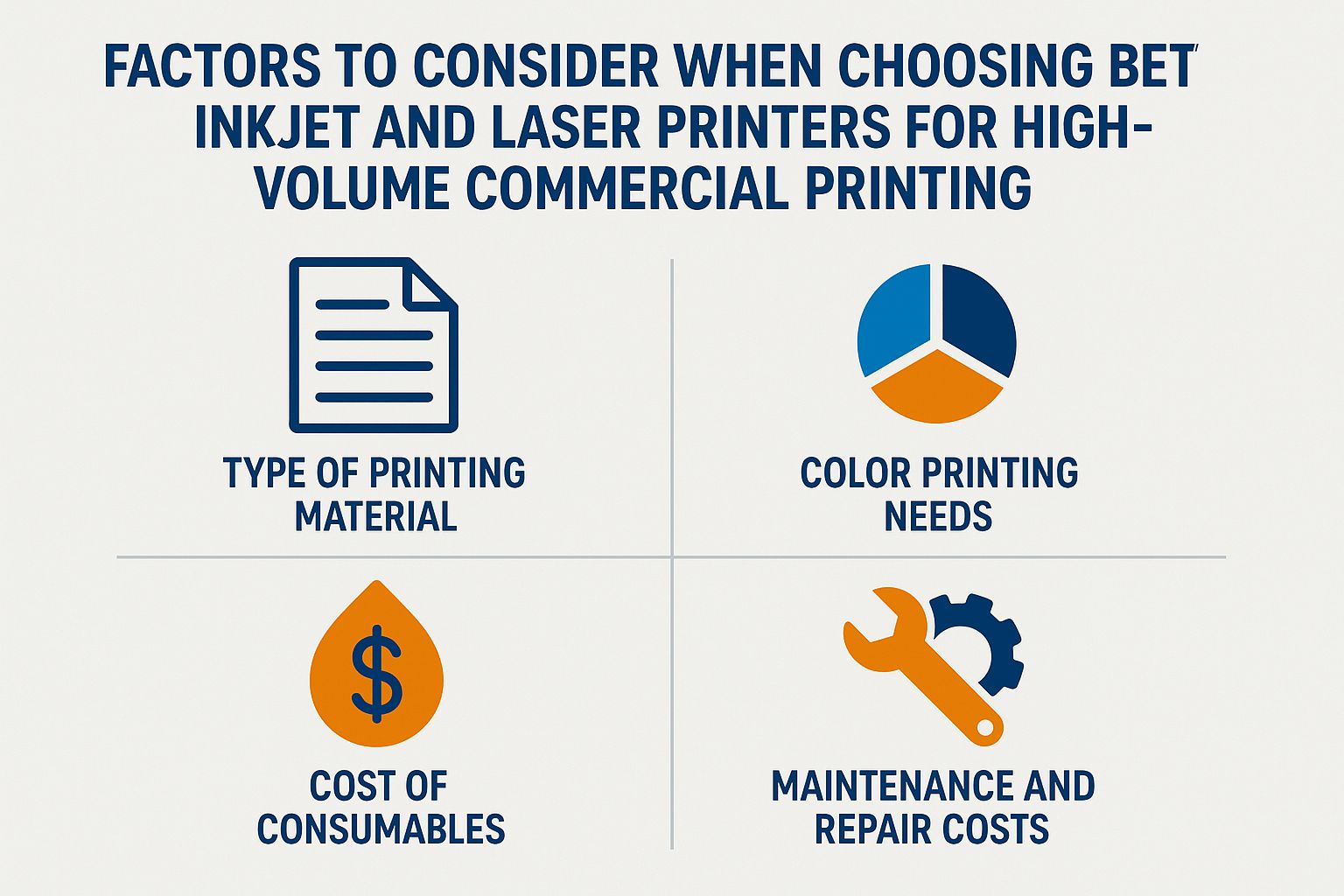 What Factors Should Be Considered When Choosing Between Inkjet and Laser Printers for High-Volume Commercial Printing? What Factors Should Be Considered When Choosing Between Inkjet and Laser Printers for High-Volume Commercial Printing?